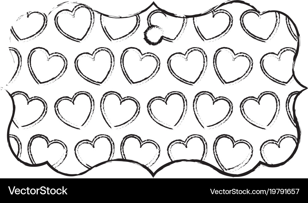 Elegant frame with hearts pattern background Vector Image