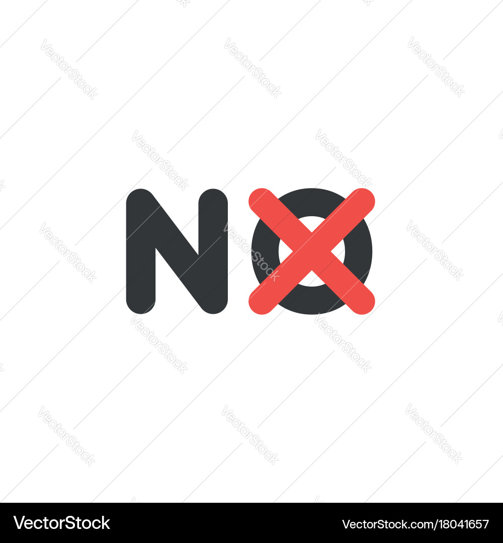 Flat design style concept of no text with x mark Vector Image