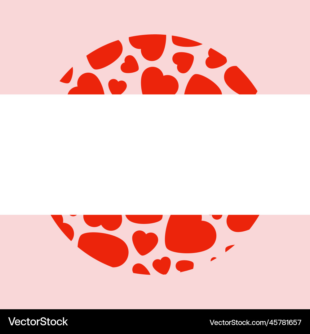Frame with red heart on pink background vector image