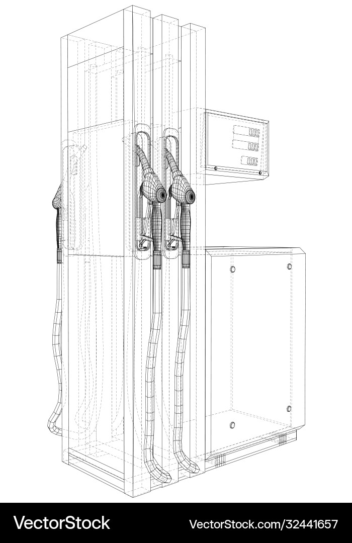 Gas station rendering 3d wire-frame Vector Image