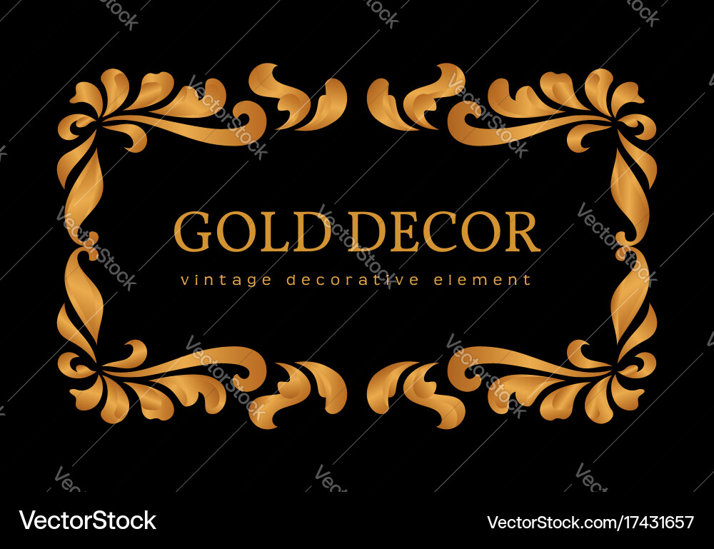 Gold Frame with Floral Swirls vector image