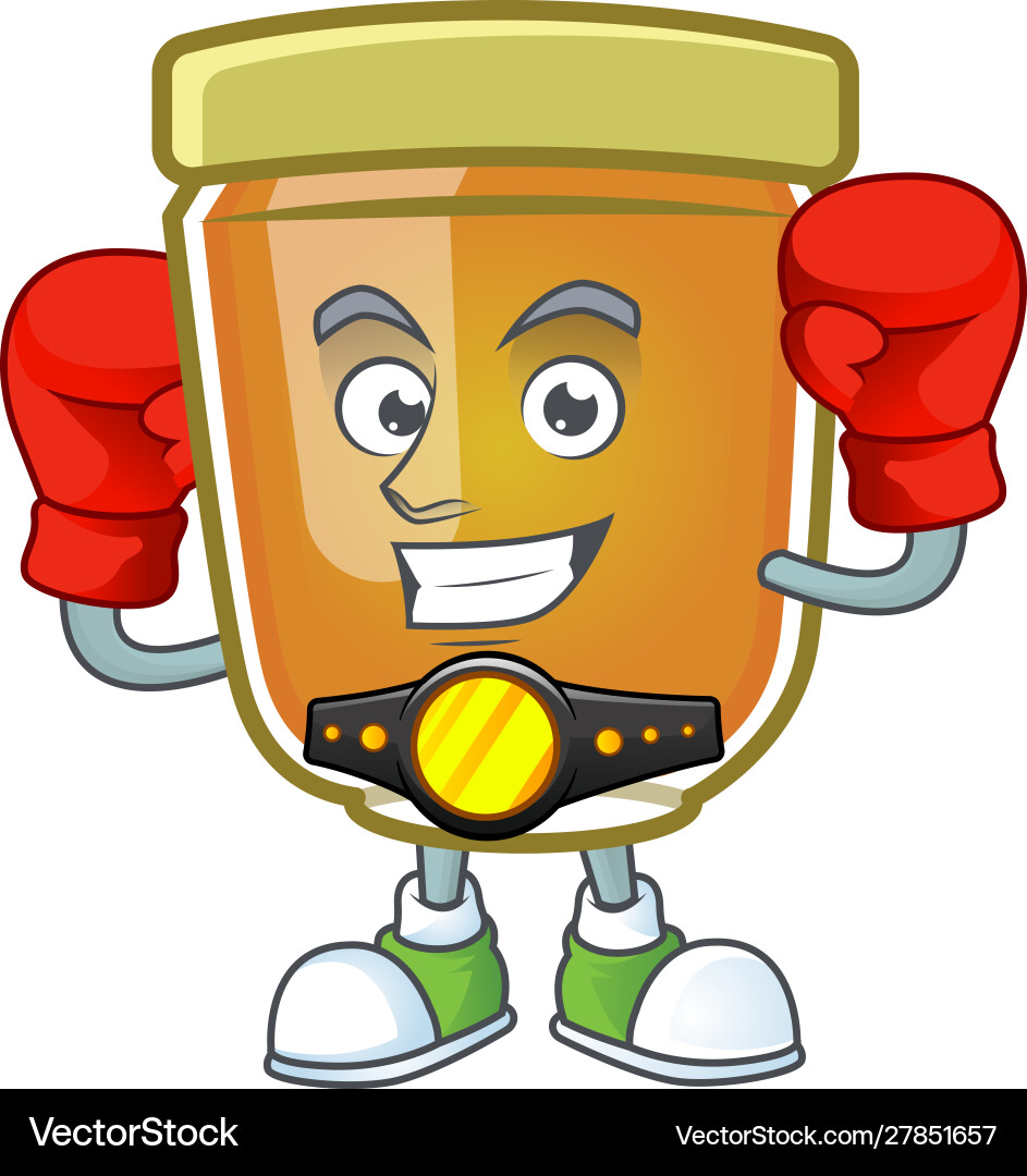 Honey in jar with boxing character shape Vector Image