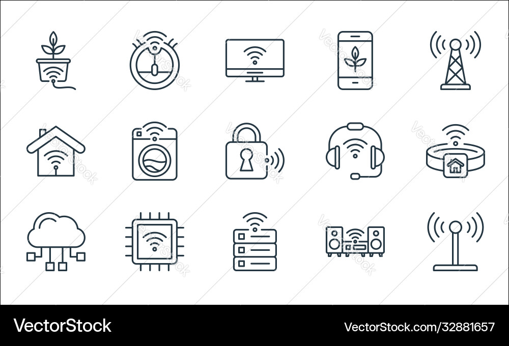 Internet things line icons linear set quality Internet things line icons linear set quality vector image