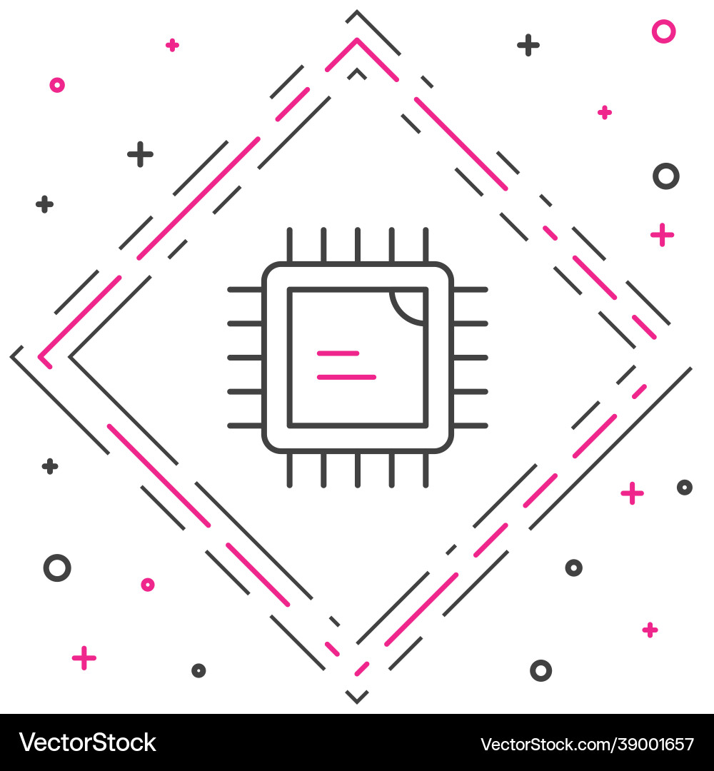 Line computer processor with microcircuits cpu Line computer processor with microcircuits cpu vector image