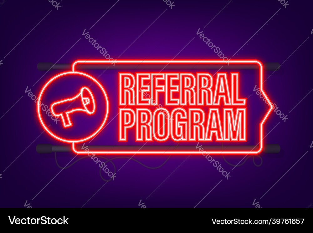 Megaphone with referral program neon icon vector image