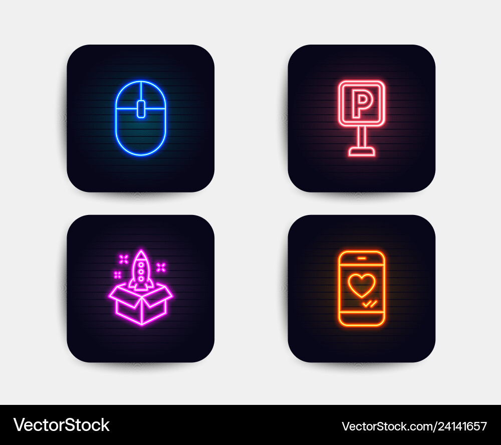 Neon glow lights set computer mouse startup Neon glow lights set computer mouse startup vector image