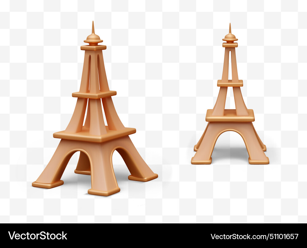 Realistic eiffel tower front and side view set Realistic eiffel tower front and side view set vector image