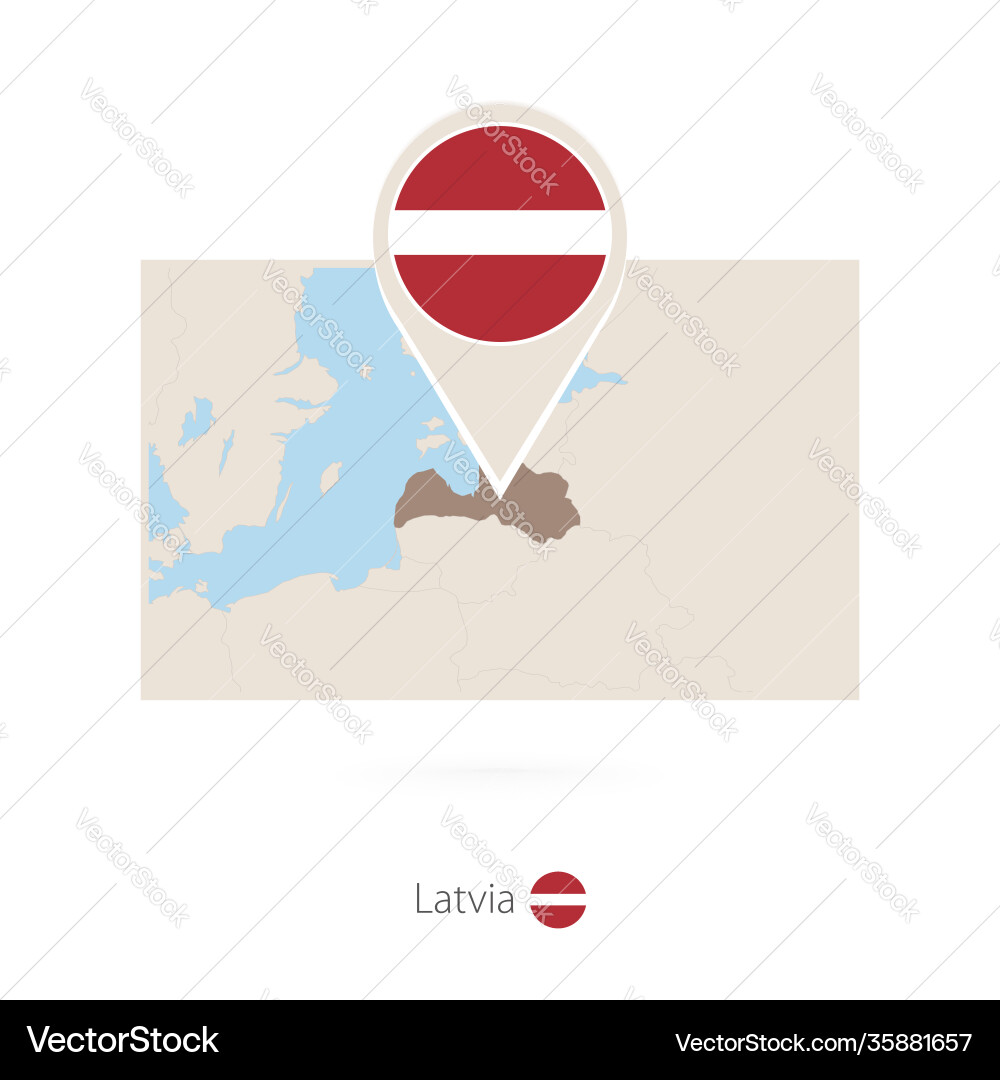 Rectangular map latvia with pin icon Vector Image
