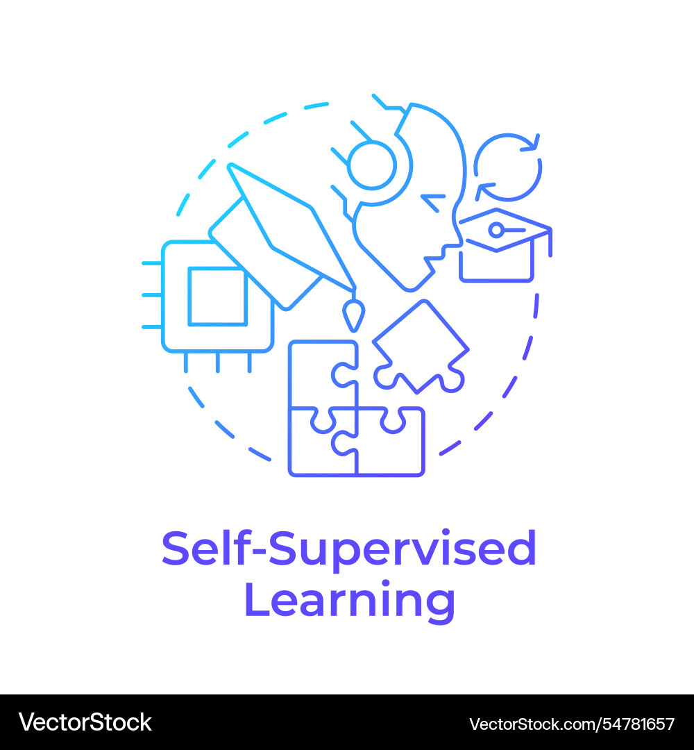Self supervised learning blue gradient concept Self supervised learning blue gradient concept vector image