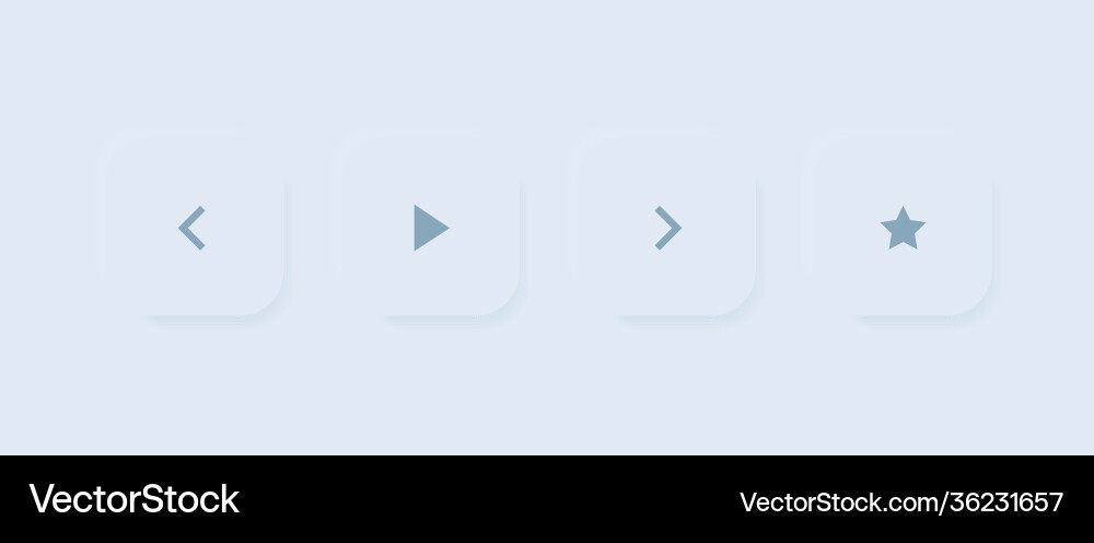Set buttons in neumorphism style play vector image