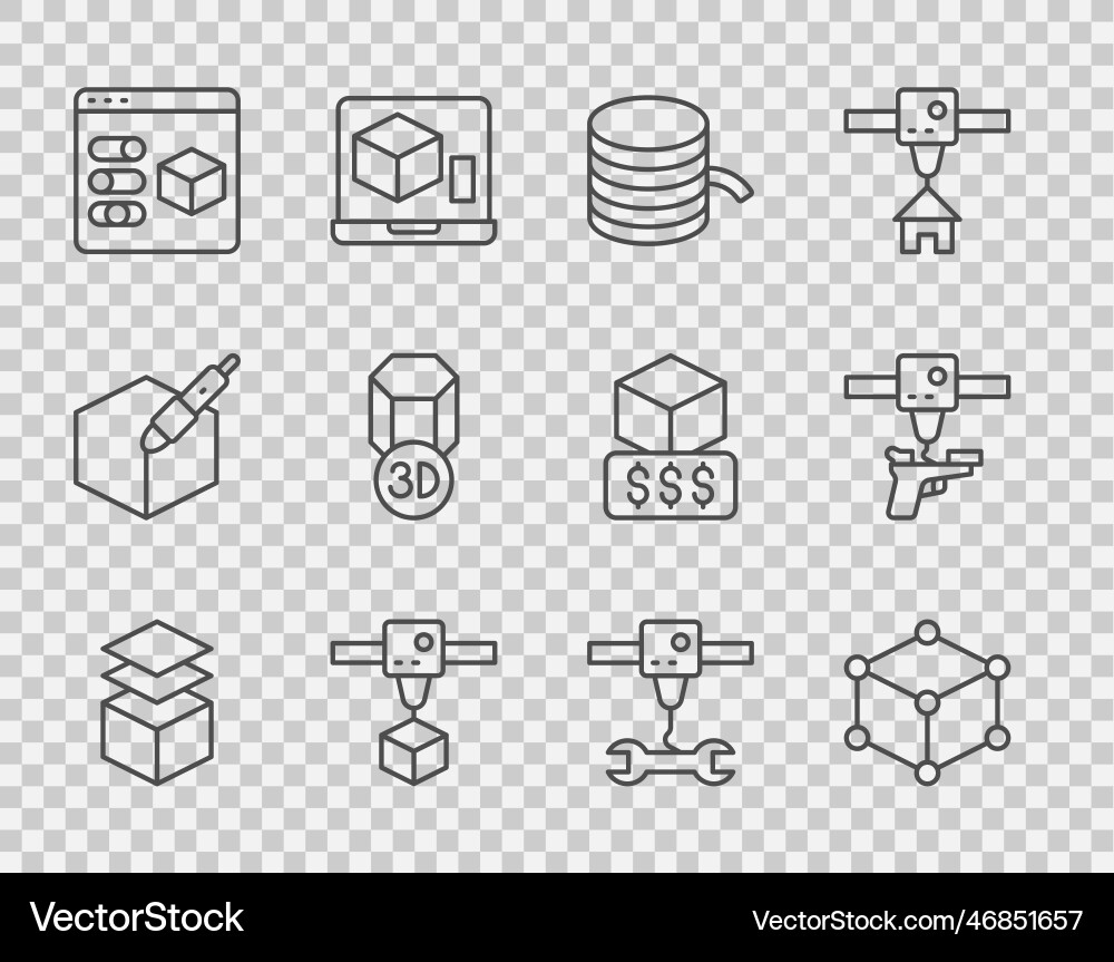 Set line layers isometric cube filament for 3d Vector Image