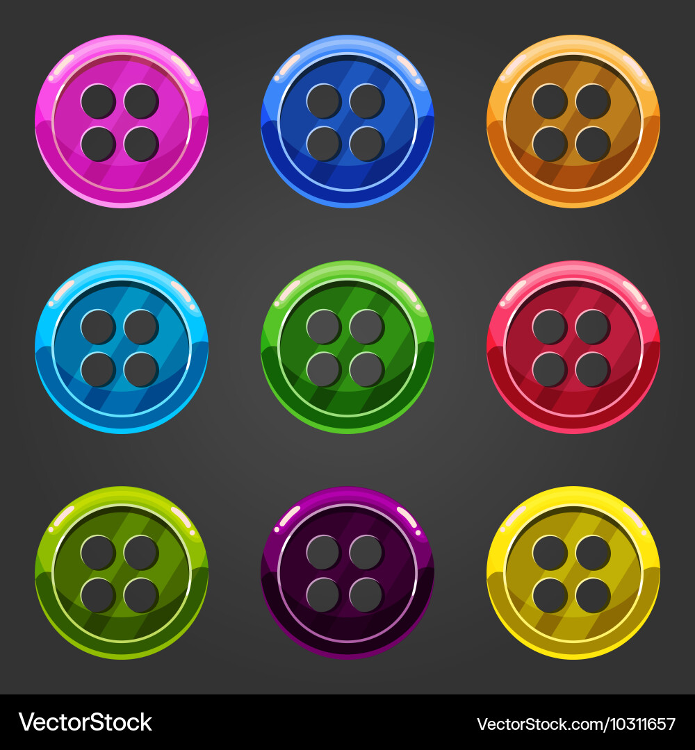 Set of multicolored button closing 1 vector image