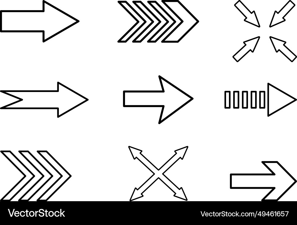 Set of simple arrows icons cursor vector image