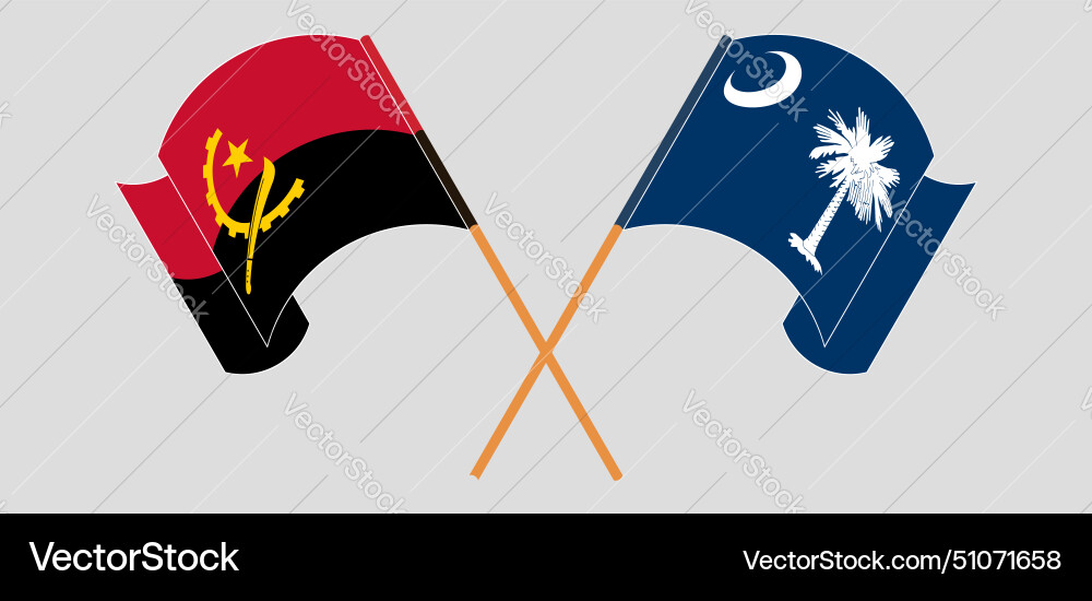 Gekreuzte und gewellte Flaggen von Angola der Staat Gekreuzte und gewellte Flaggen von Angola der Staat vektorbild