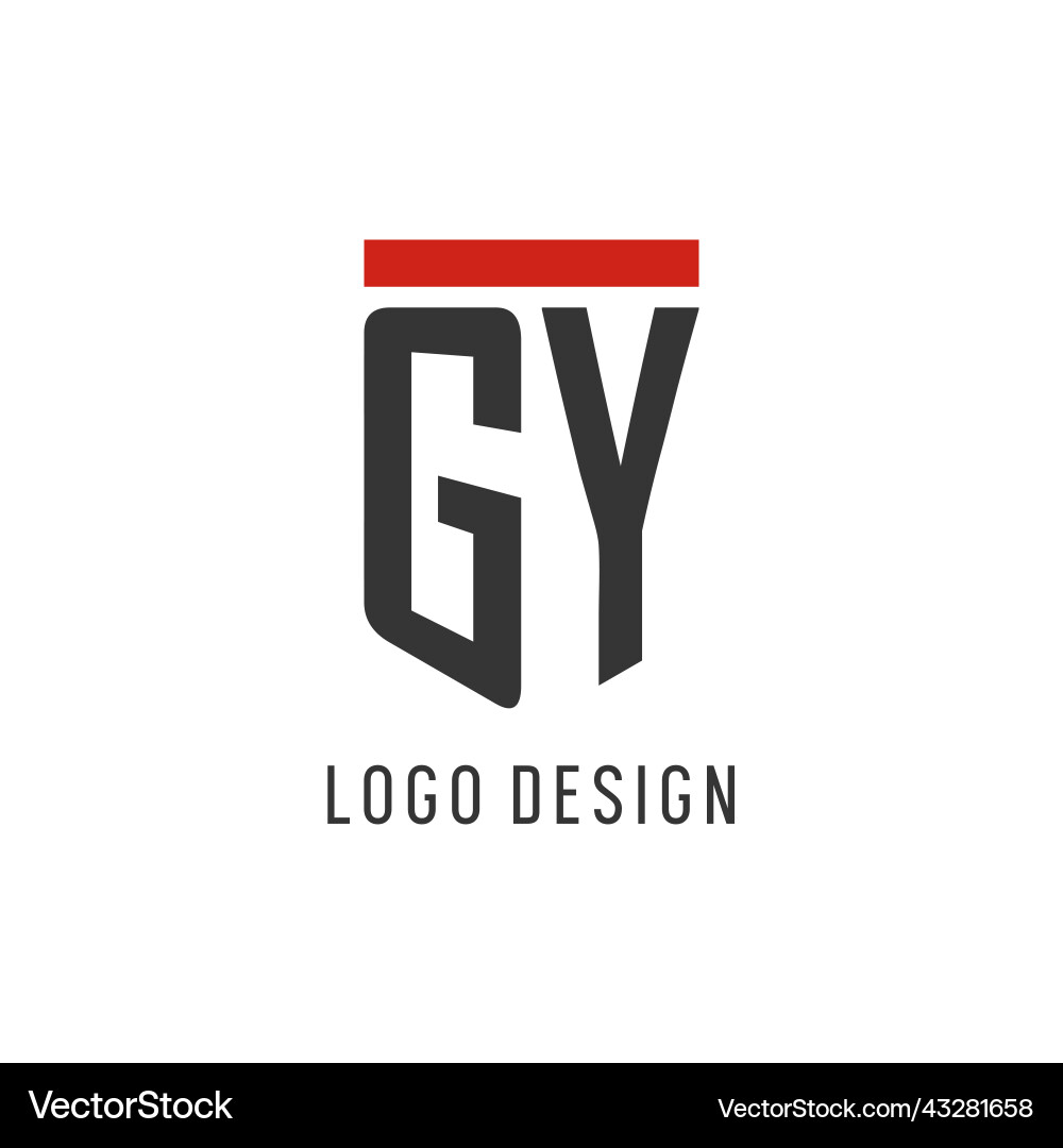 Gy initial esport logo with simple shield design Vector Image