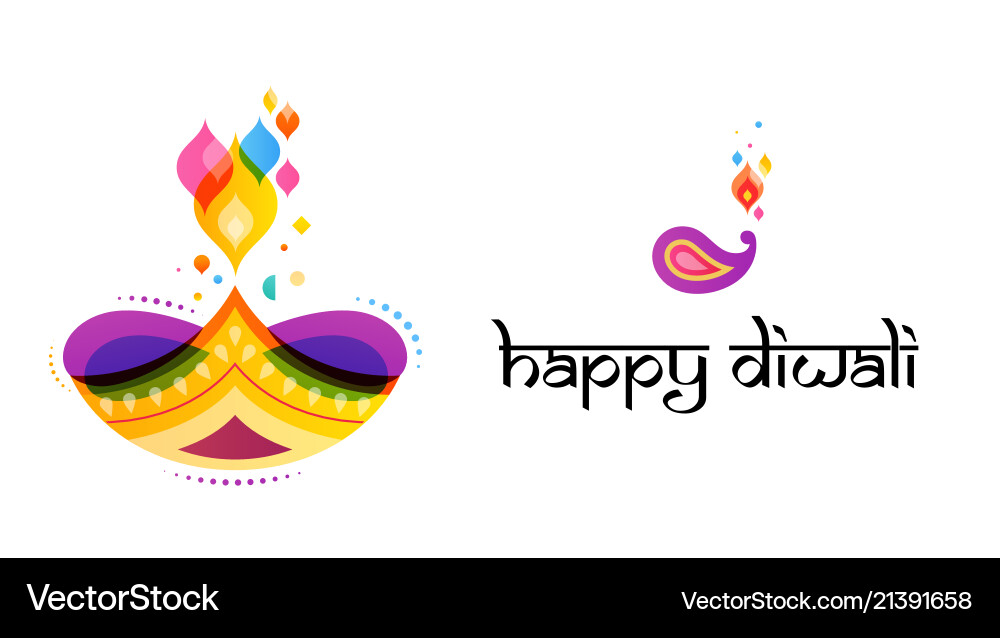 Happy diwali hindu festival banner burning diya Happy diwali hindu festival banner burning diya vector image