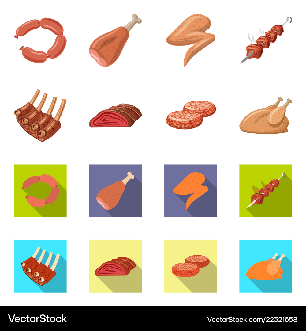 Isolated object of meat and ham symbol set Isolated object of meat and ham symbol set vector image