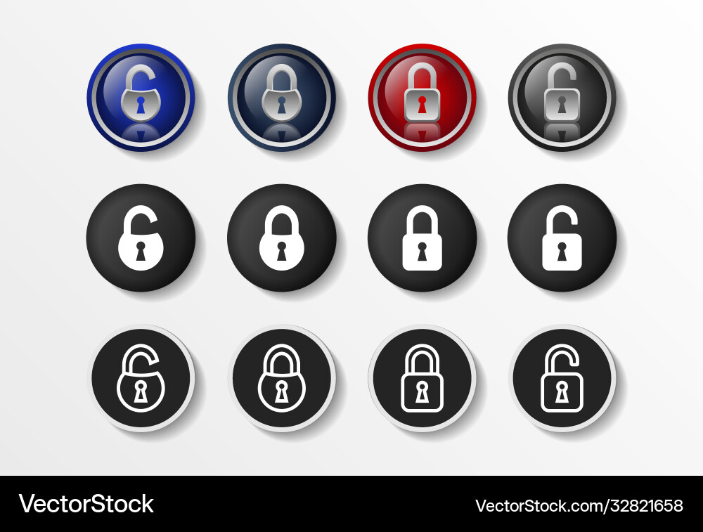 Lock icons set realistic closed and opened Lock icons set realistic closed and opened Vector Image