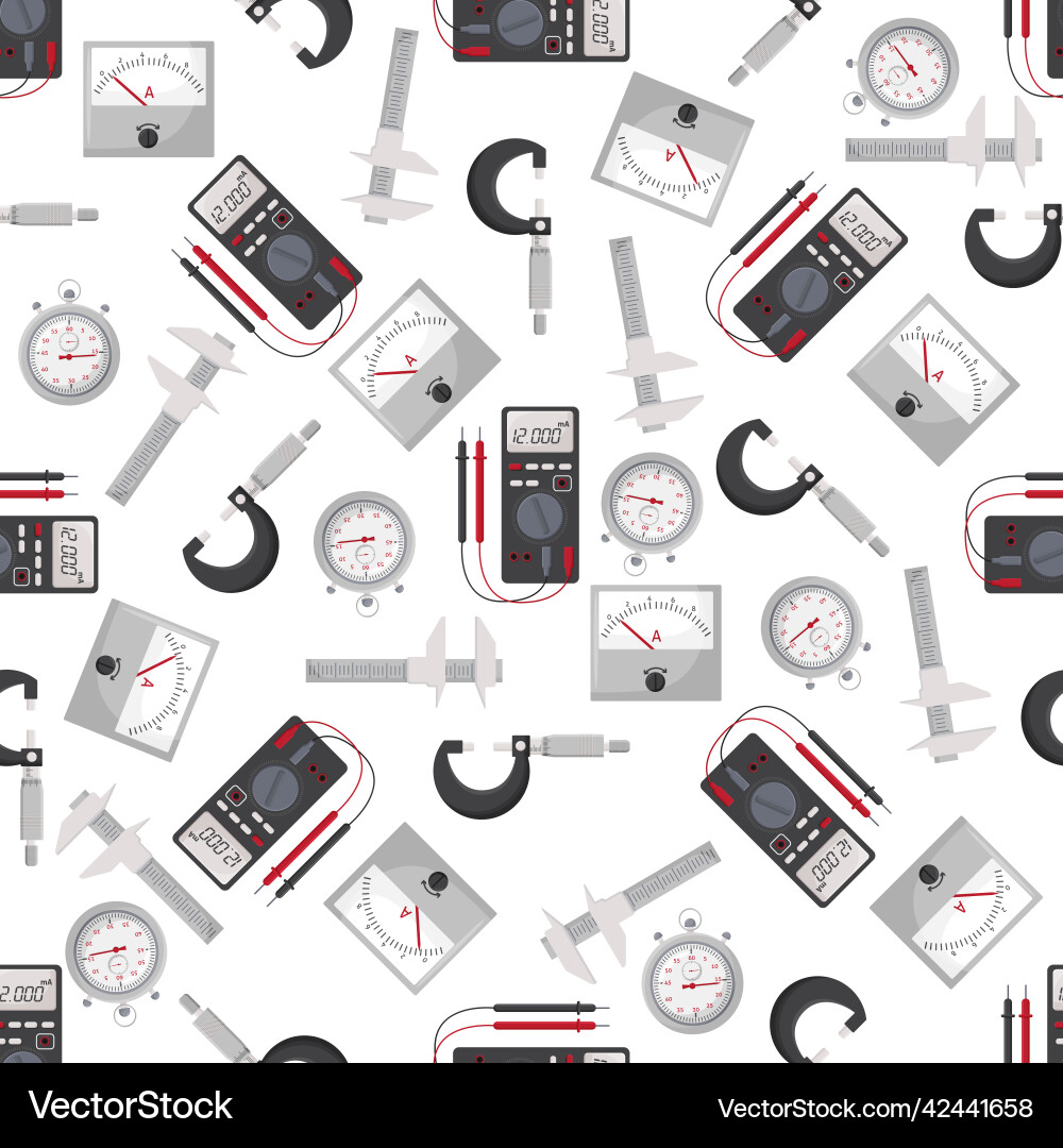 Measurement tools and instruments seamless pattern Measurement tools and instruments seamless pattern vector image