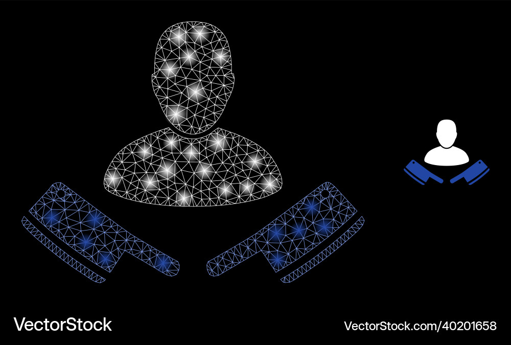 Mesh web butcher with glowing network spots Mesh web butcher with glowing network spots vector image
