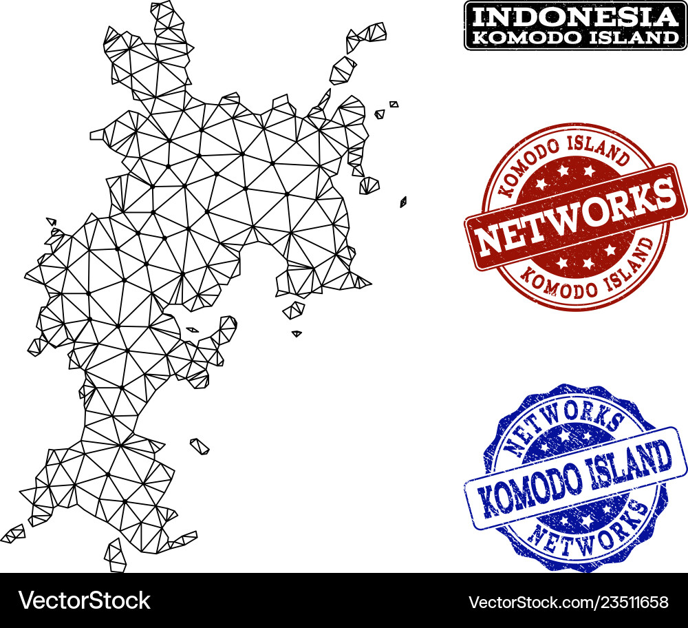 Polygonal network mesh map of komodo island Polygonal network mesh map of komodo island Vector Image