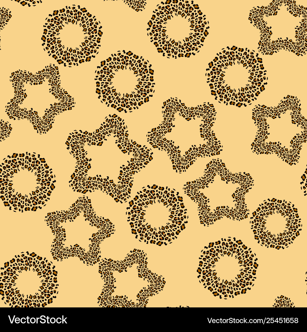 Seamless pattern with leopard stars and circles Seamless pattern with leopard stars and circles vector image