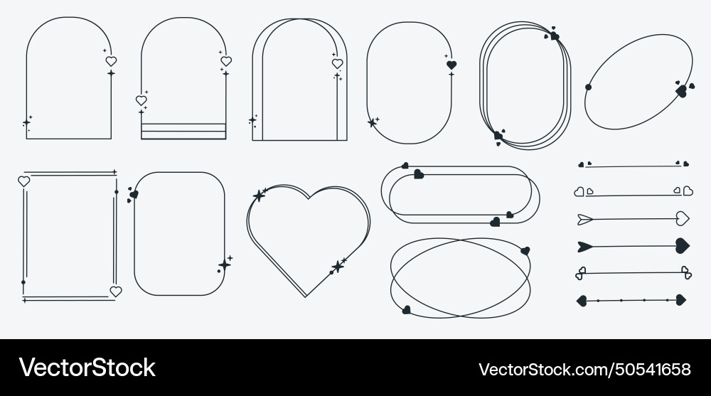 Set minimalist line frames and elements twinkle Set minimalist line frames and elements twinkle vector image