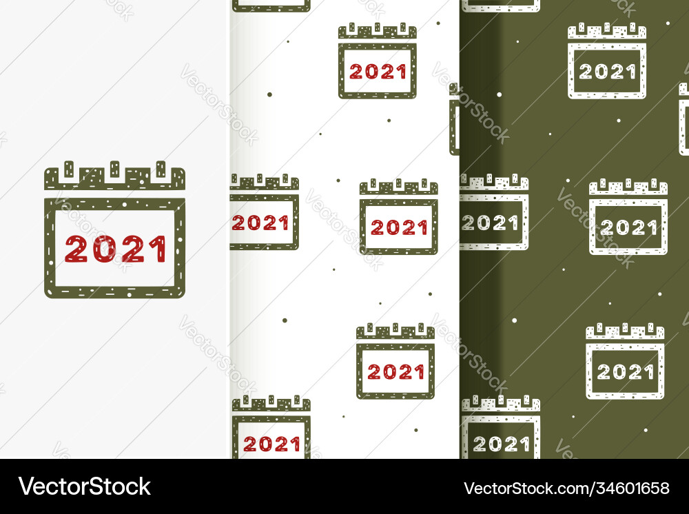 Set seamless patterns calendar 2021 in flat Set seamless patterns calendar 2021 in flat vector image