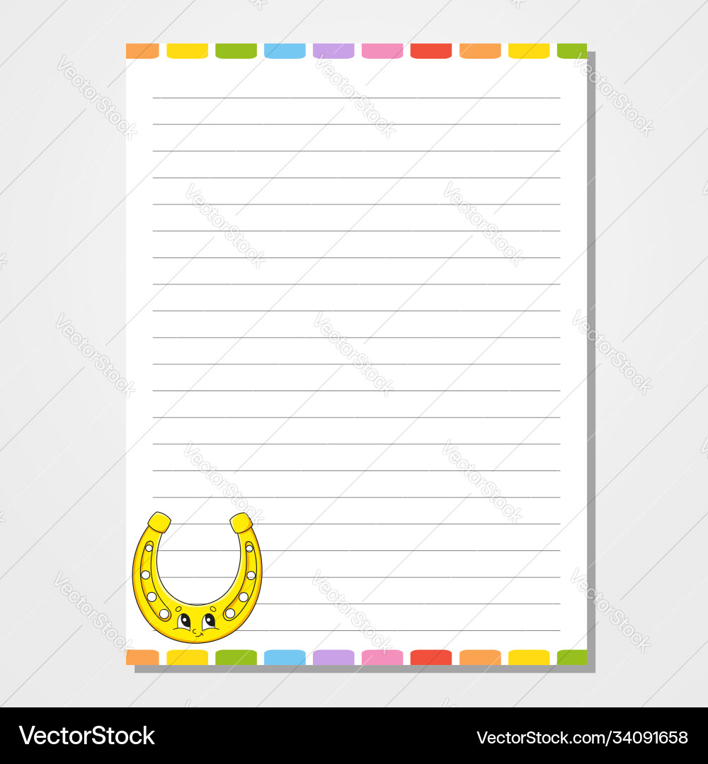 Sheet template for notebook notepad diary lined Sheet template for notebook notepad diary lined vector image
