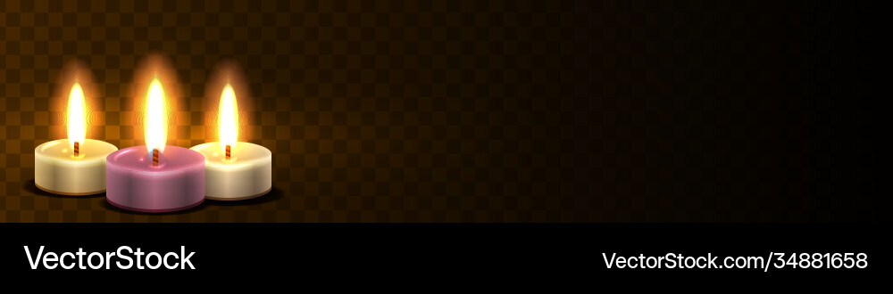 Site header with candles realistic light web Site header with candles realistic light web vector image