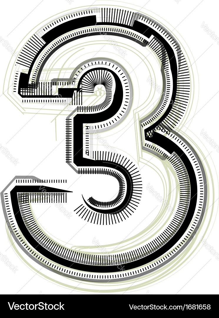 Technological font number 3 vector image
