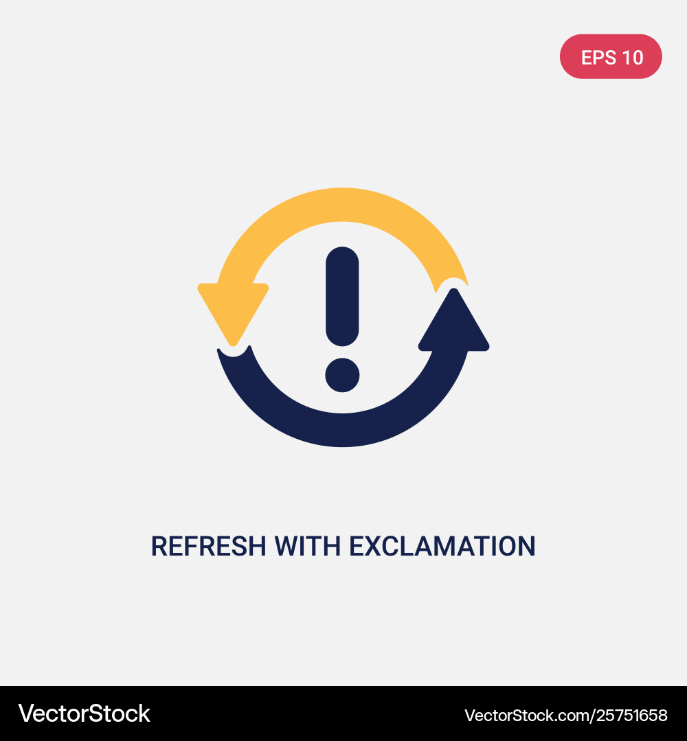 Two color refresh with exclamation icon from vector image