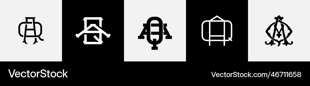 Ursprüngliche Buchstaben qa Monogramm Logo Design Bündel Ursprüngliche Buchstaben qa Monogramm Logo Design Bündel vektorbild