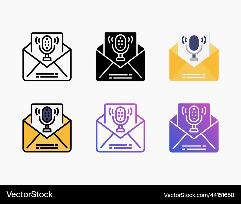 Voice mail icon set with different styles Voice mail icon set with different styles Vector Image