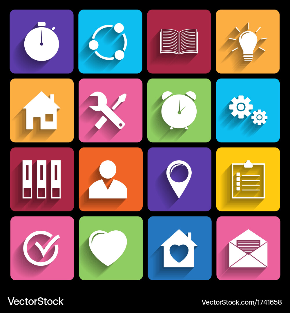 Web icons set in flat design vector image