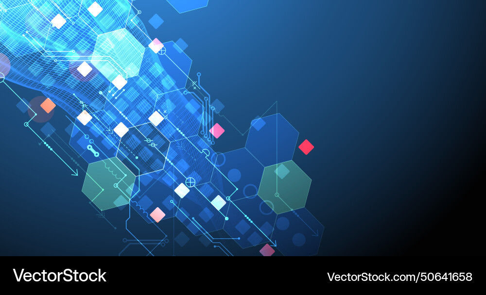 Wireframe big data concept abstract digital Wireframe big data concept abstract digital Vector Image