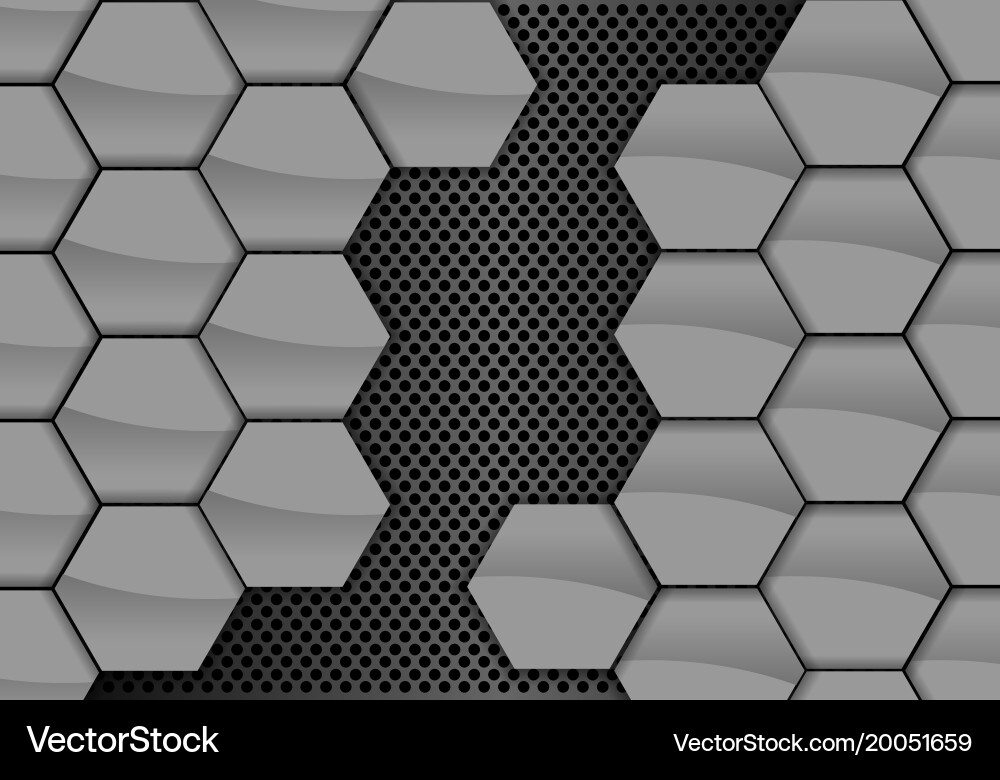 Abstract hexagon pattern on dark gray circle mesh vector image