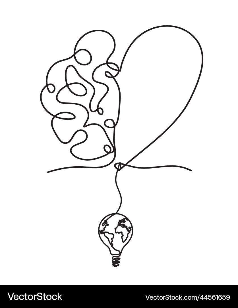 Brain with Globe and Lightbulb Vector Image