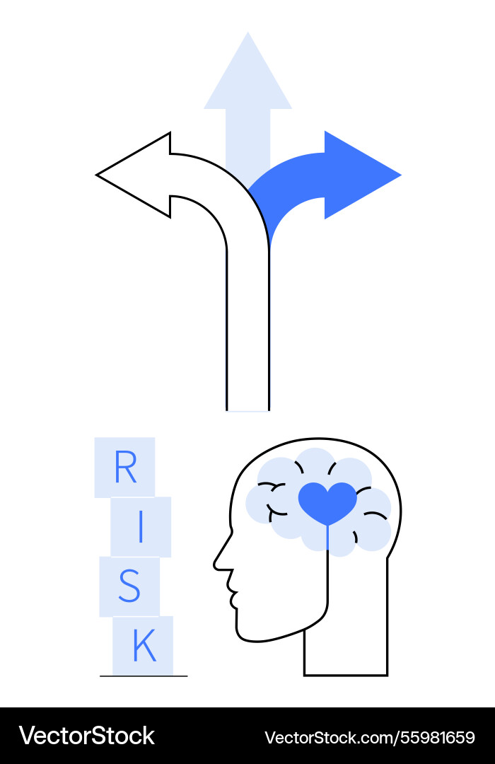 Decision-making concept with diverging arrows Decision-making concept with diverging arrows Vector Image