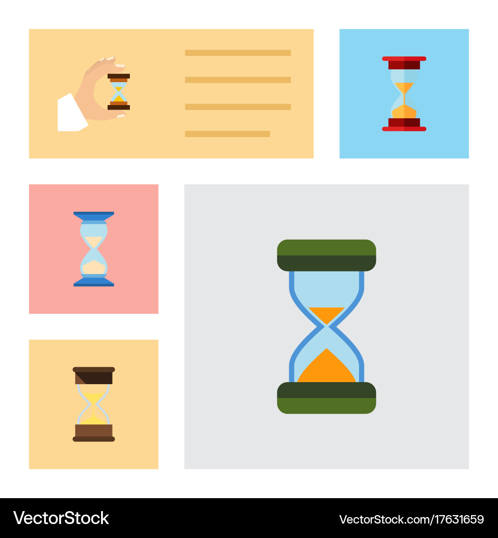 Flat icon timer set of sandglass loading waiting Vector Image