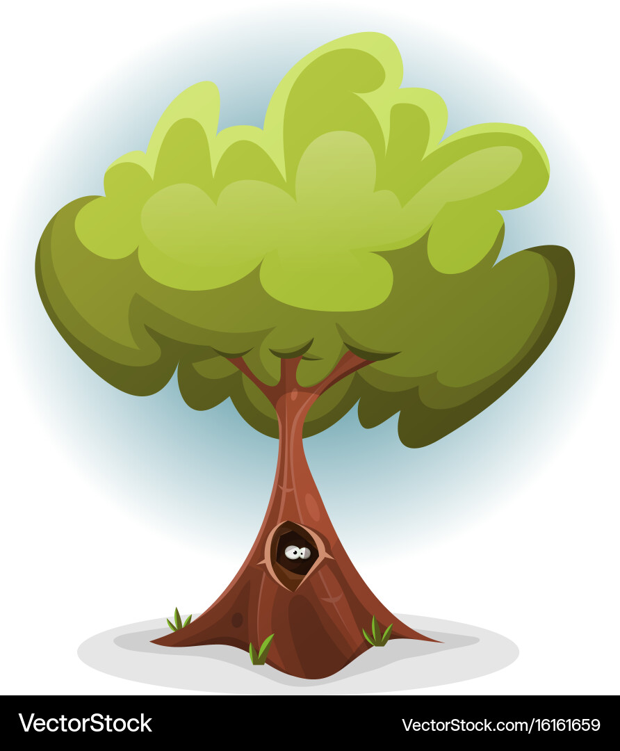 Funny bird or squirrel nest inside tree trunk vector image