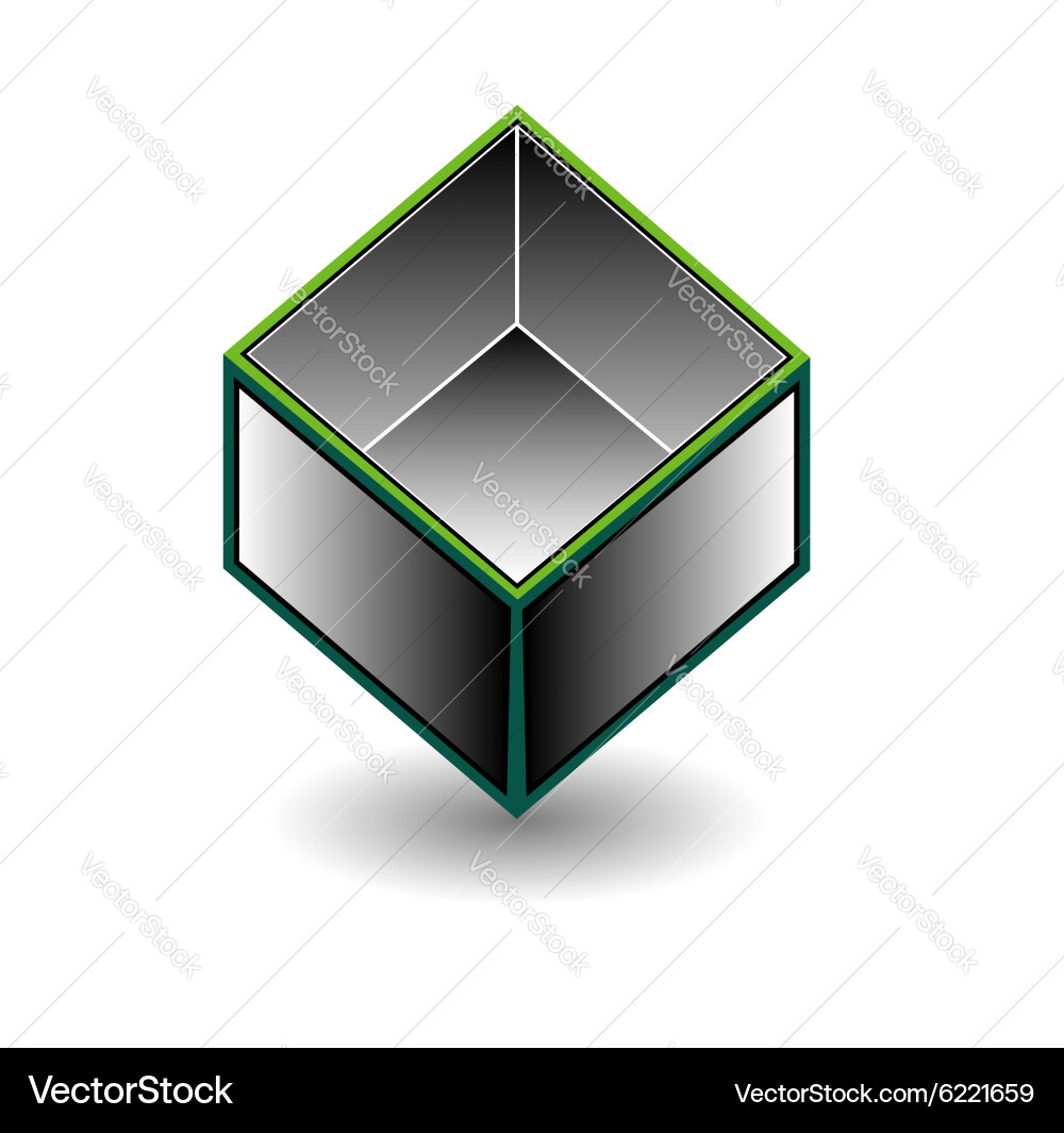 Hollow cube- an enclosed space with open top vector image