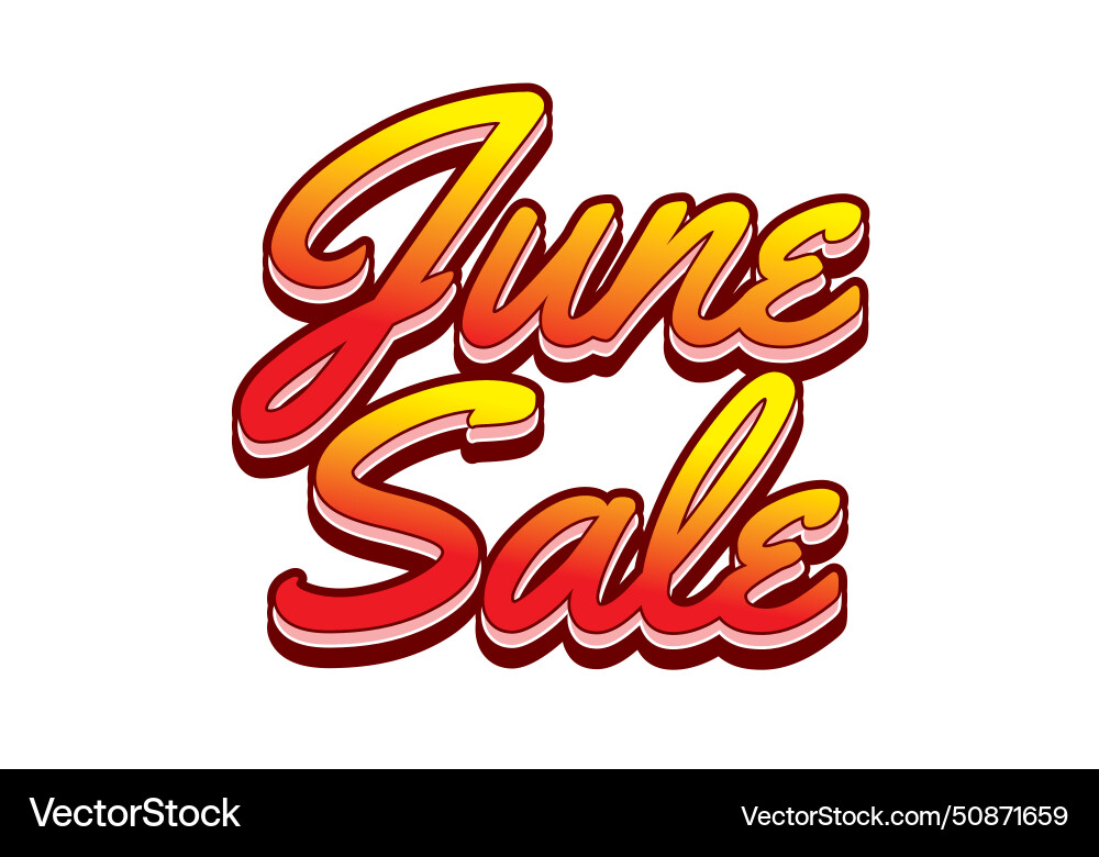 June sale text effect in 3 dimensions style Vector Image
