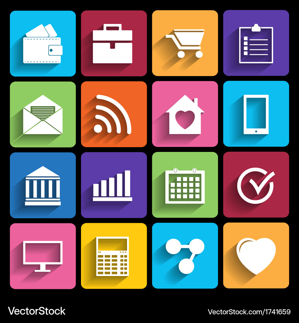 Modern Flat Web Icons Set vector image