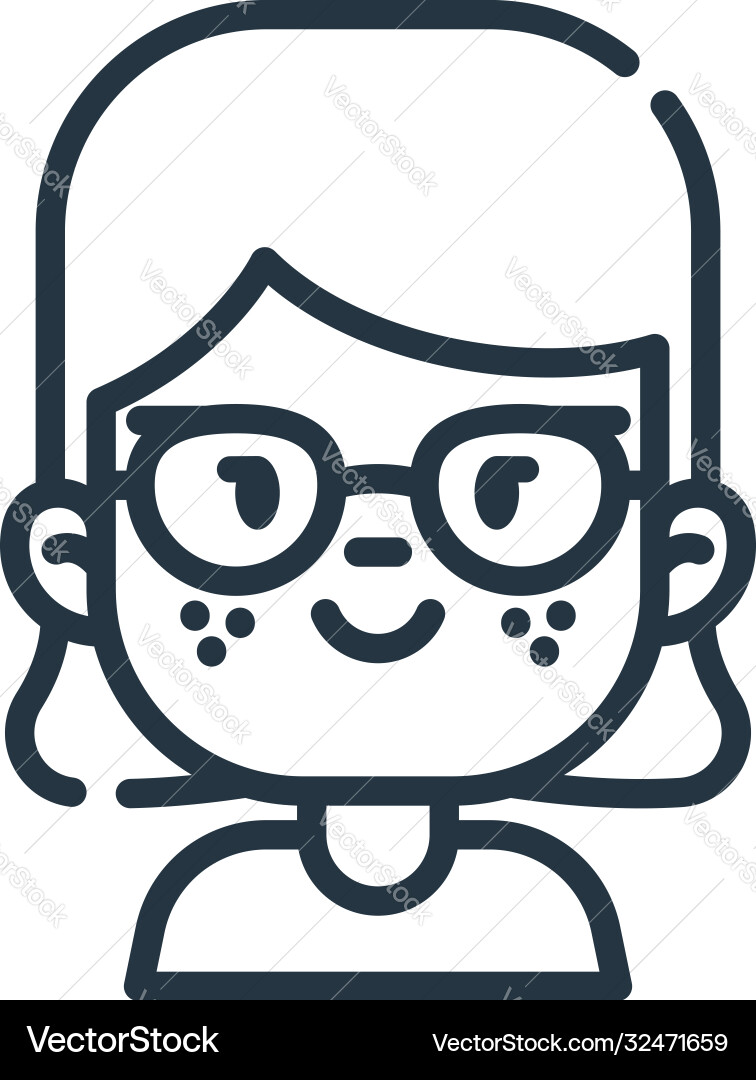 Nerd icon editable stroke linear symbol Nerd icon editable stroke linear symbol vector image