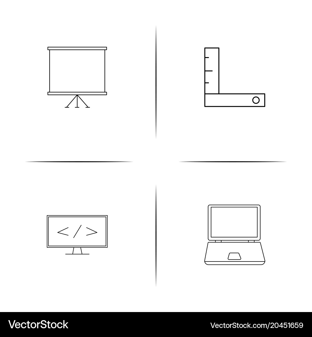 Office simple linear icon setsimple outline icons vector image