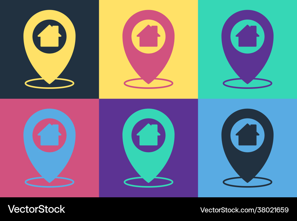 Pop art map pointer with house icon isolated Pop art map pointer with house icon isolated vector image