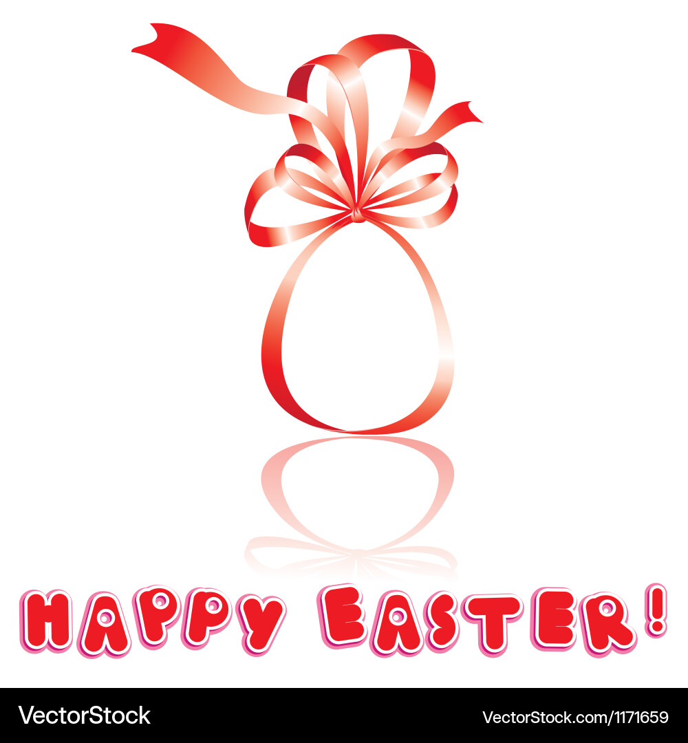 Red Ribbon Easter Card Royalty Free Vector Image
