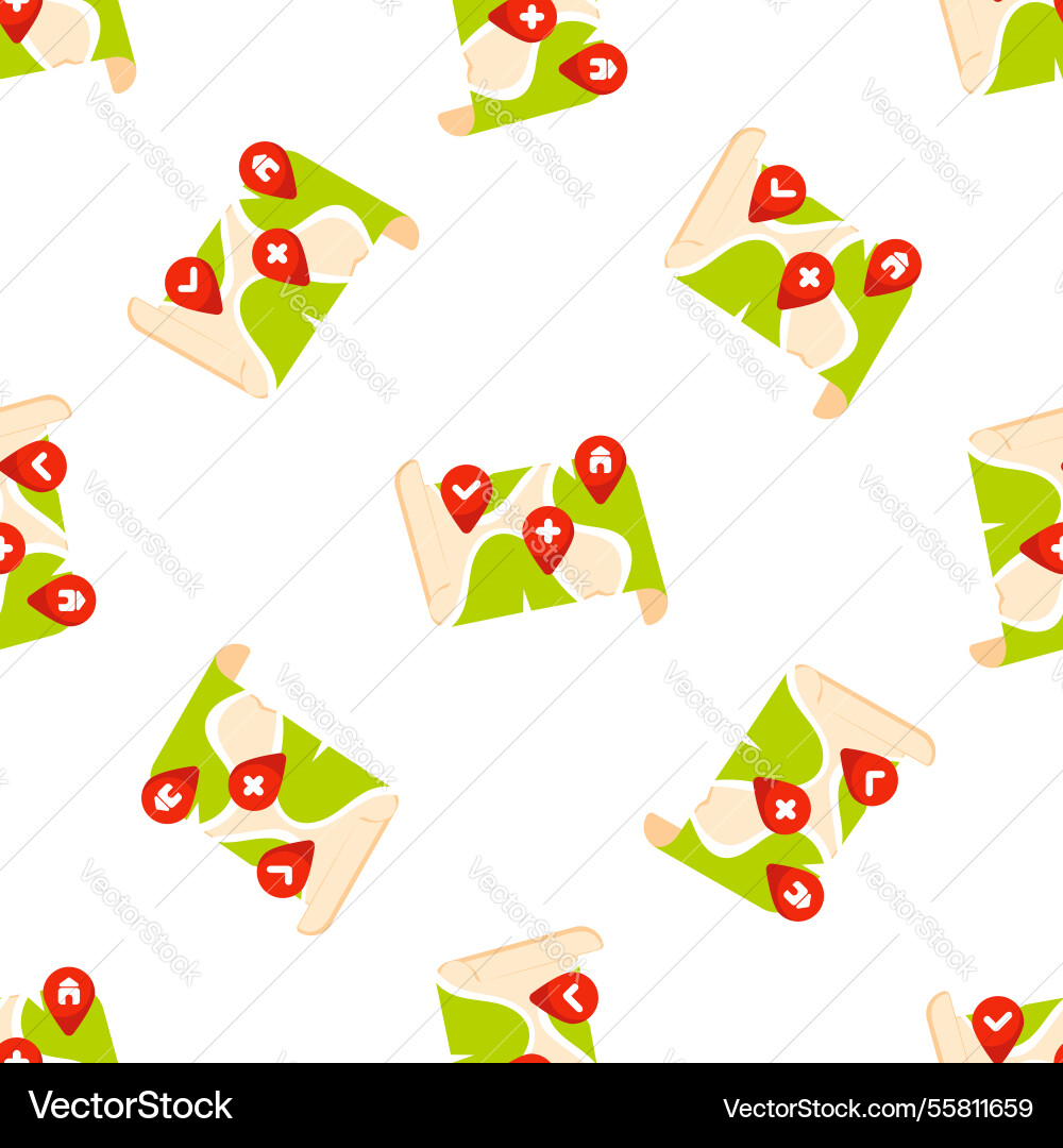Seamless pattern with green maps showing different Seamless pattern with green maps showing different vector image