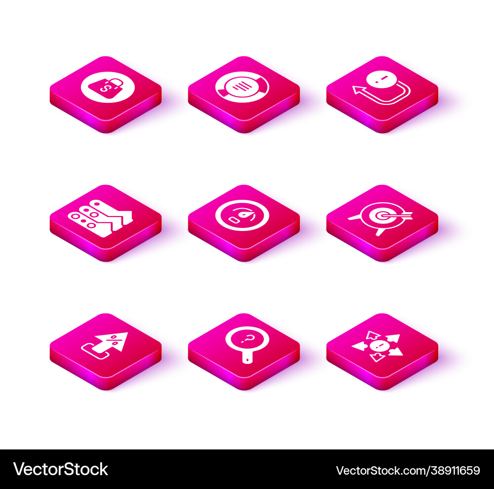 Set percent up arrow unknown search graph chart vector image
